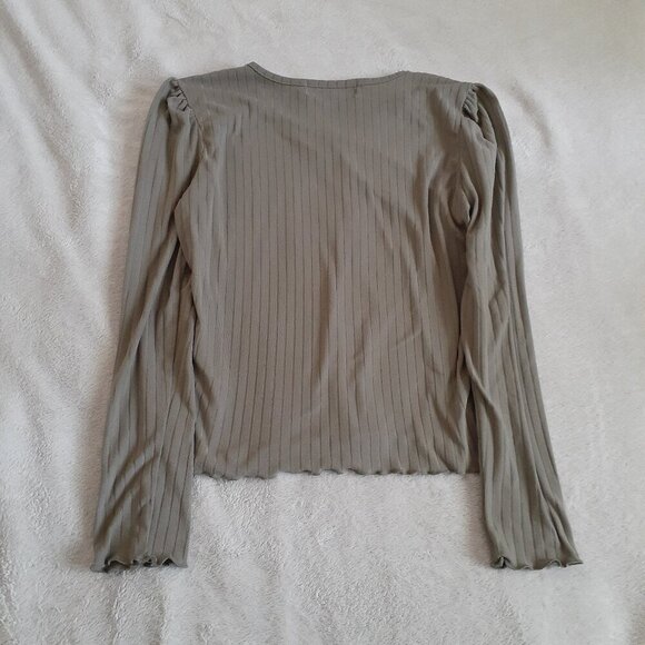 No Comment Girl Size 14 Green Ribbed 90s Long Sleeve Shirt - Picture 7 of 7